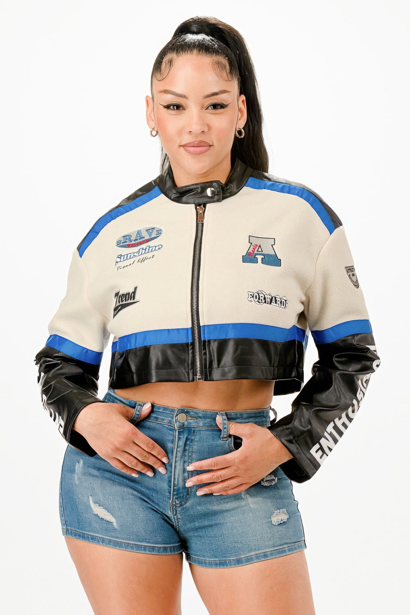 Colorblock Crop Jacket - Pikemla