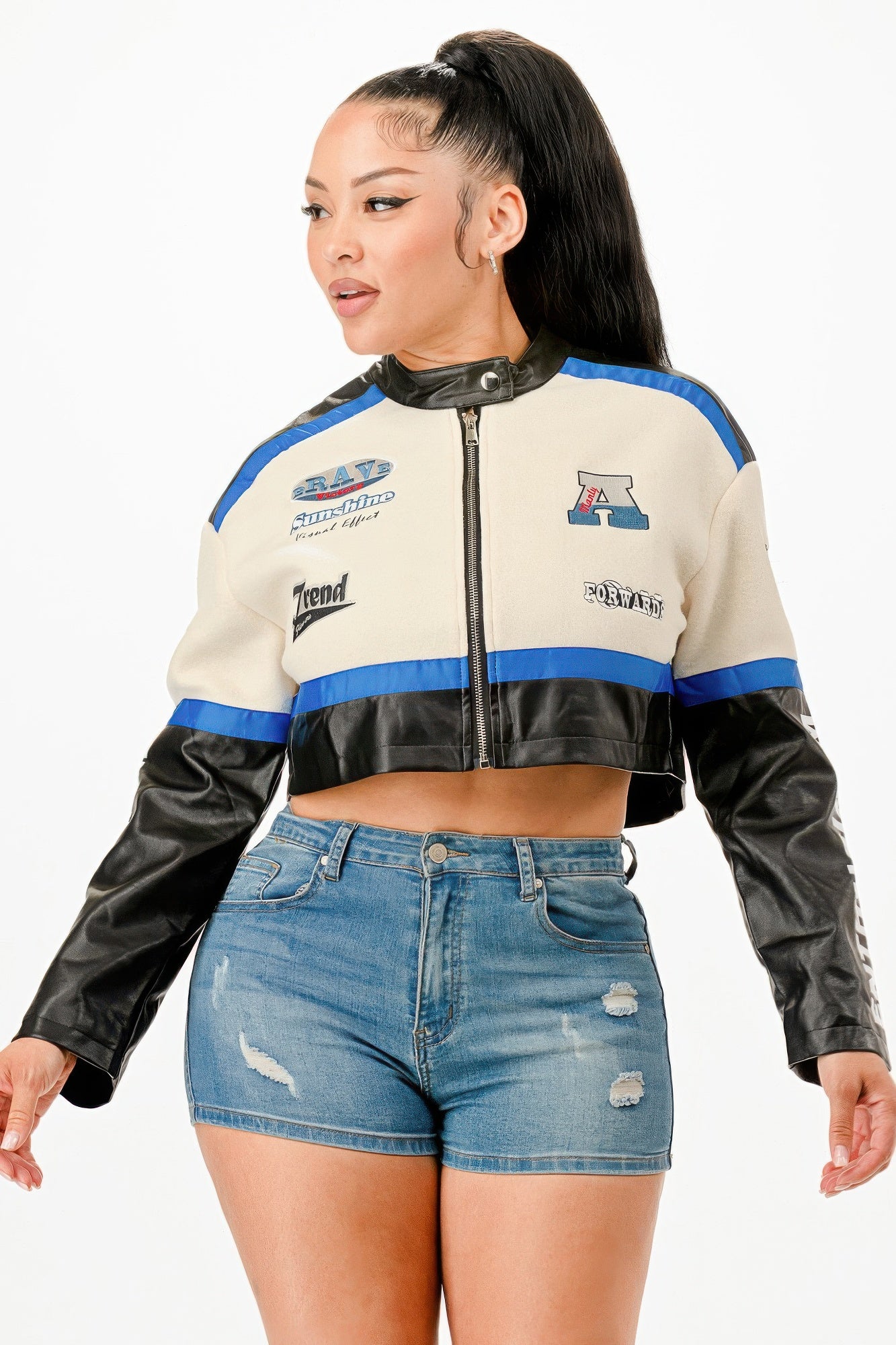 Colorblock Crop Jacket - Pikemla