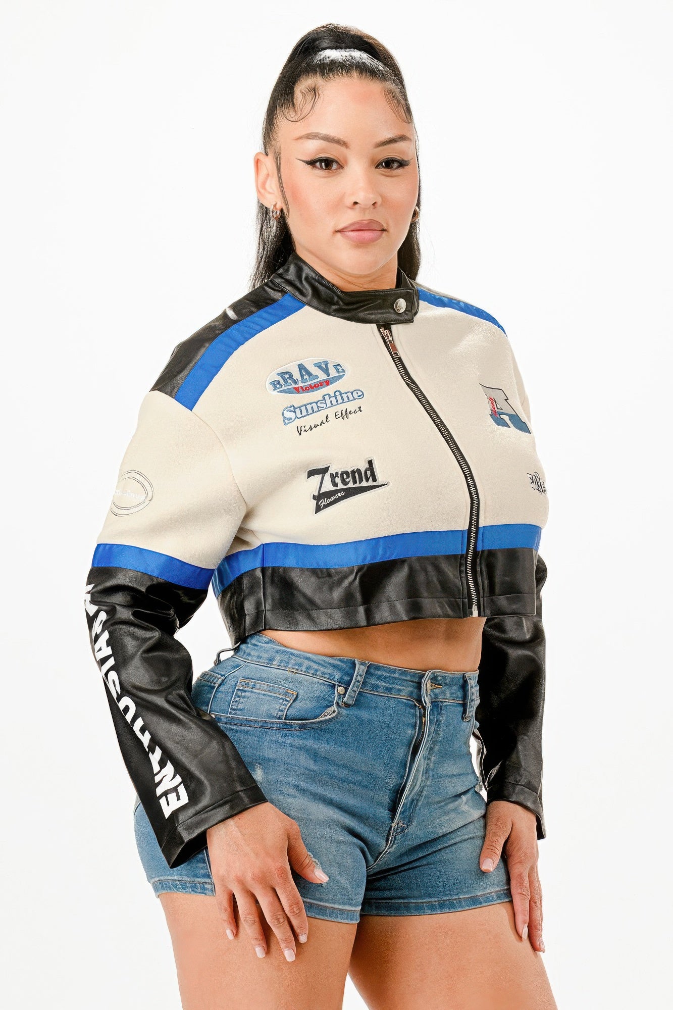 Colorblock Crop Jacket - Pikemla