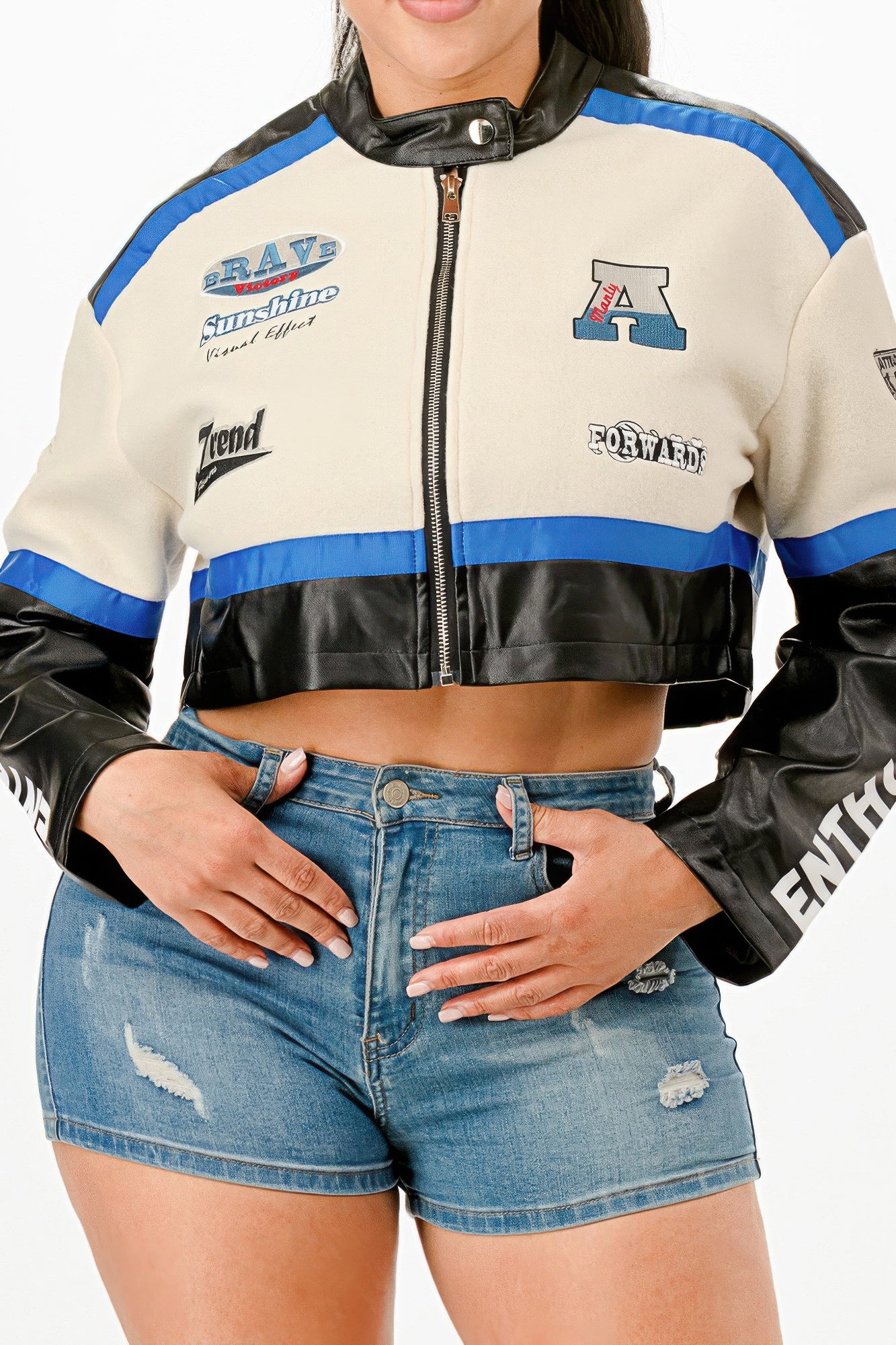 Colorblock Crop Jacket - Pikemla