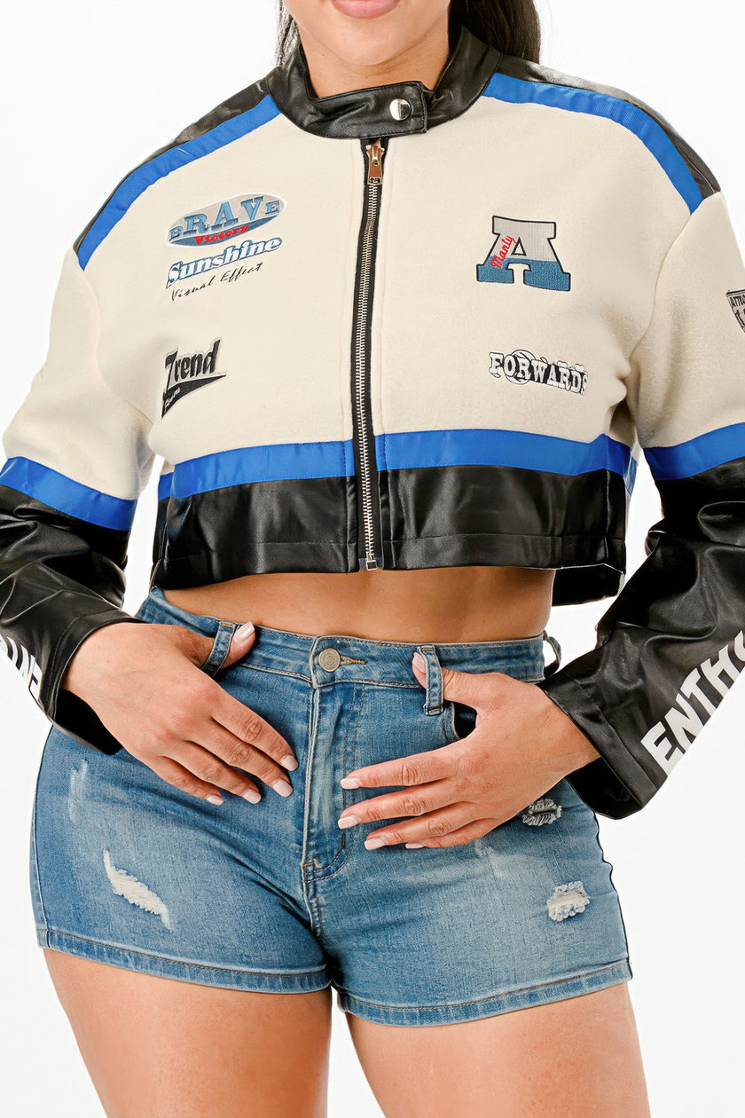 Colorblock Crop Jacket - Pikemla