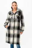 Hooded Plaid Coat - Pikemla