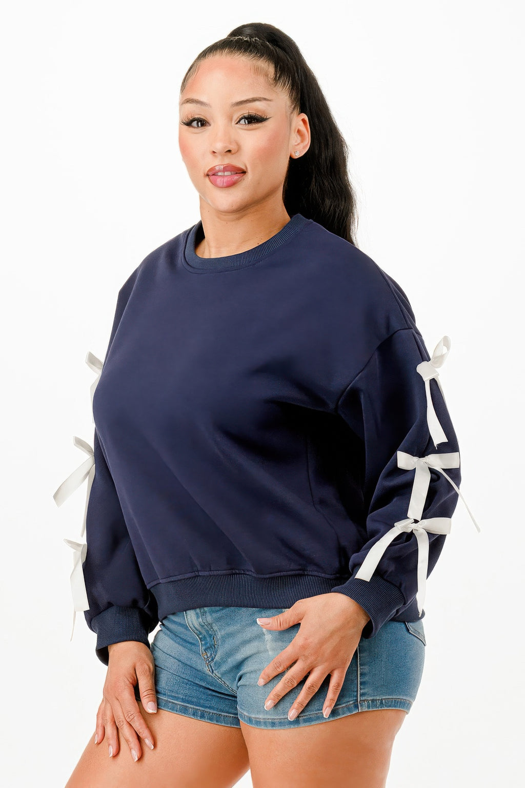 Casual Sweatshirts With Bow - Pikemla