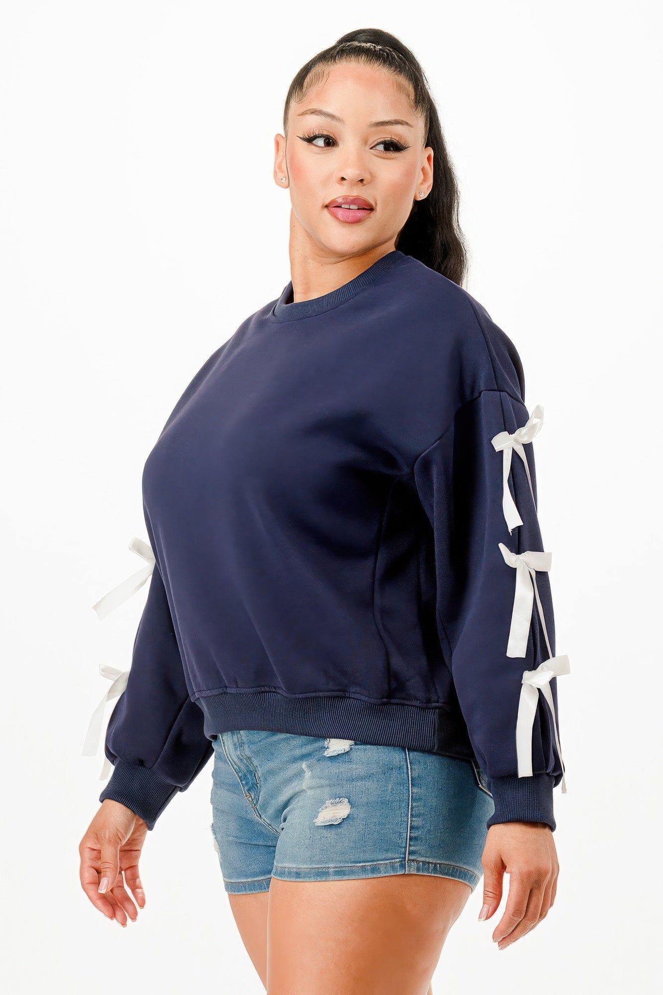 Casual Sweatshirts With Bow - Pikemla