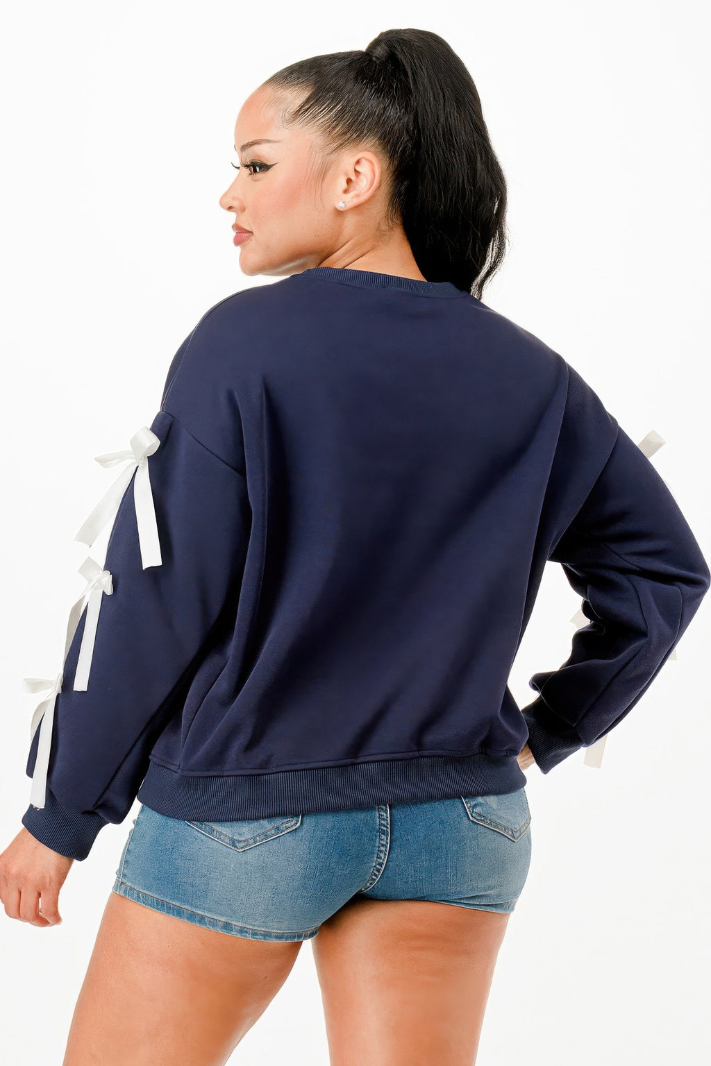 Casual Sweatshirts With Bow - Pikemla
