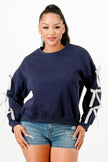 Casual Sweatshirts With Bow - Pikemla