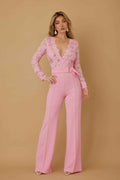 Lace Crochet Long Sleeve Jumpsuit