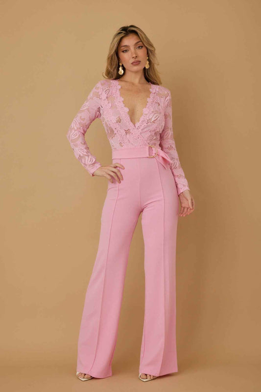 Lace Crochet Long Sleeve Jumpsuit