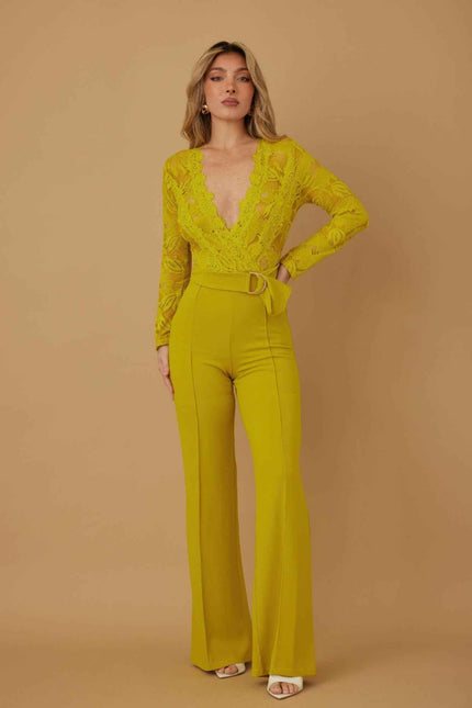 Lace Crochet Long Sleeve Jumpsuit