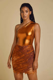 Metallic One Shoulder Bodysuit & Mini Skirt Set