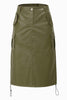 Pu Side Pockets Midi Skirt
