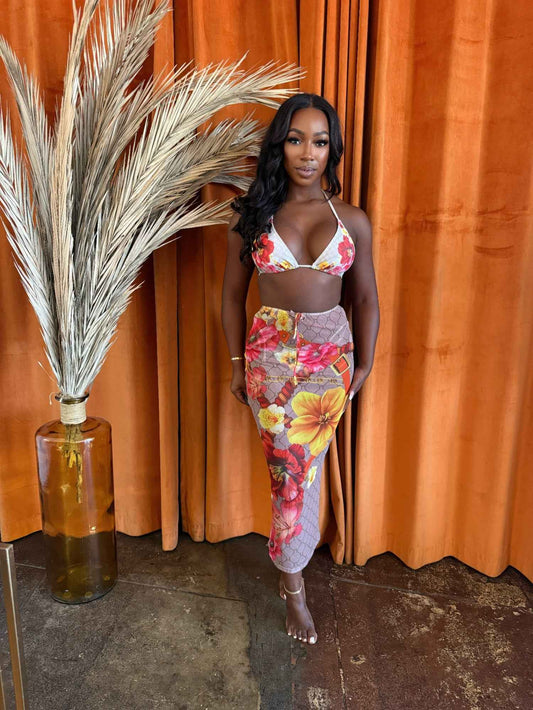 Mesh Midi Cover-up Skirt