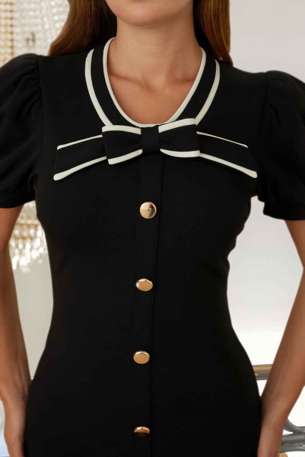 Ribbon Bow Short Button Up Dress