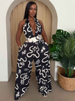 Botanic Maze Halter Wide-leg Jumpsuit