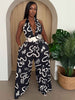 Botanic Maze Halter Wide-leg Jumpsuit