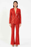 Sequin Collared Two Piece Set