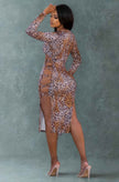 Leopard Cut Out Sexy Midi Dress