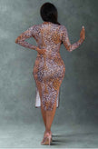 Leopard Cut Out Sexy Midi Dress