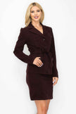 Ls Belted Button Up Jacket & Pencil Skirt Set