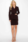 Ls Belted Button Up Jacket & Pencil Skirt Set