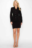 Ls Belted Button Up Jacket & Pencil Skirt Set