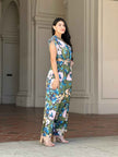 Satin Floral Cut Out Straight Leg Jumpsuit