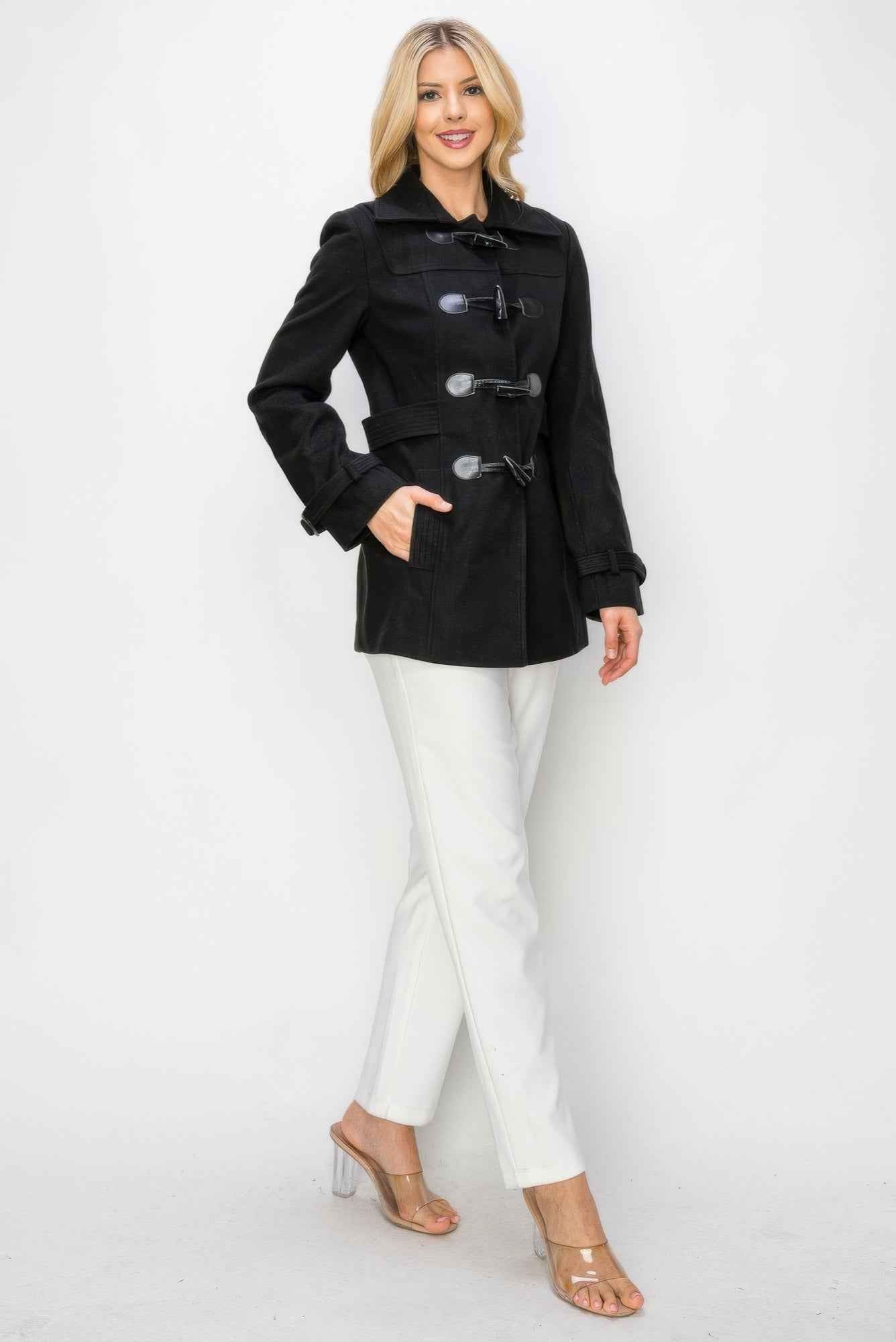 Wool Toggle Button Peacoat With Pockets