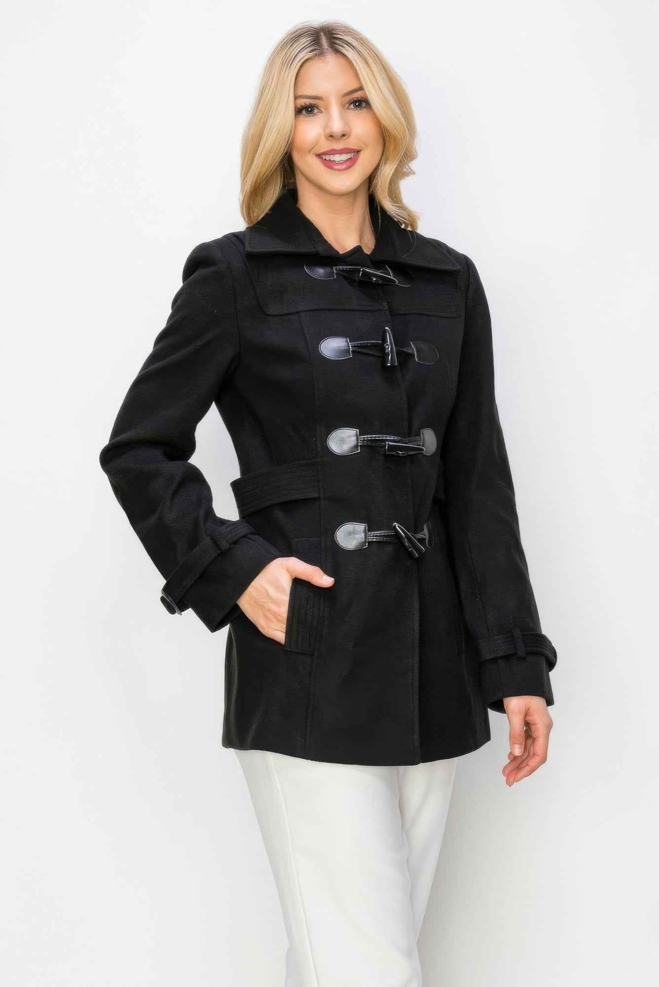 Wool Toggle Button Peacoat With Pockets