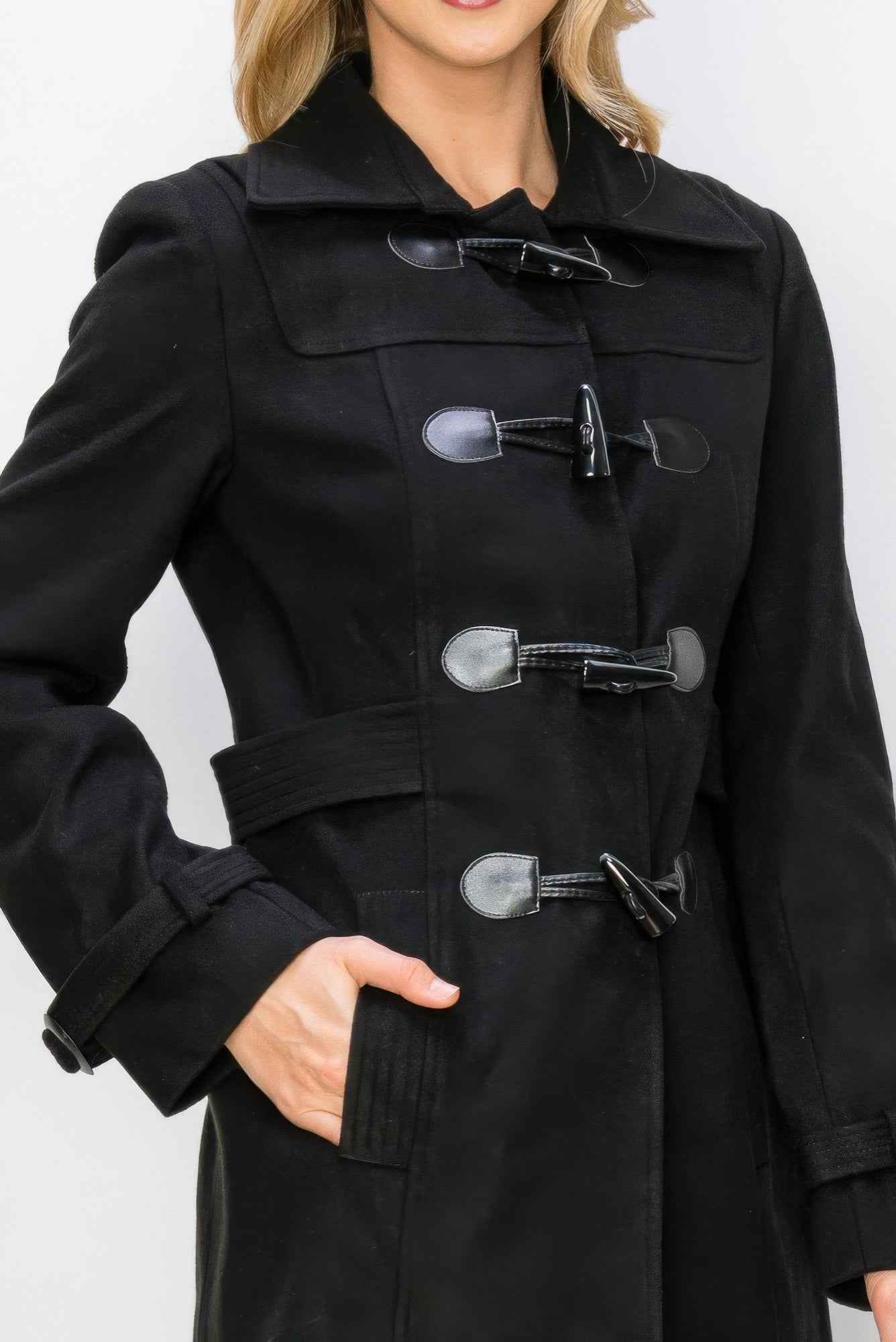 Wool Toggle Button Peacoat With Pockets