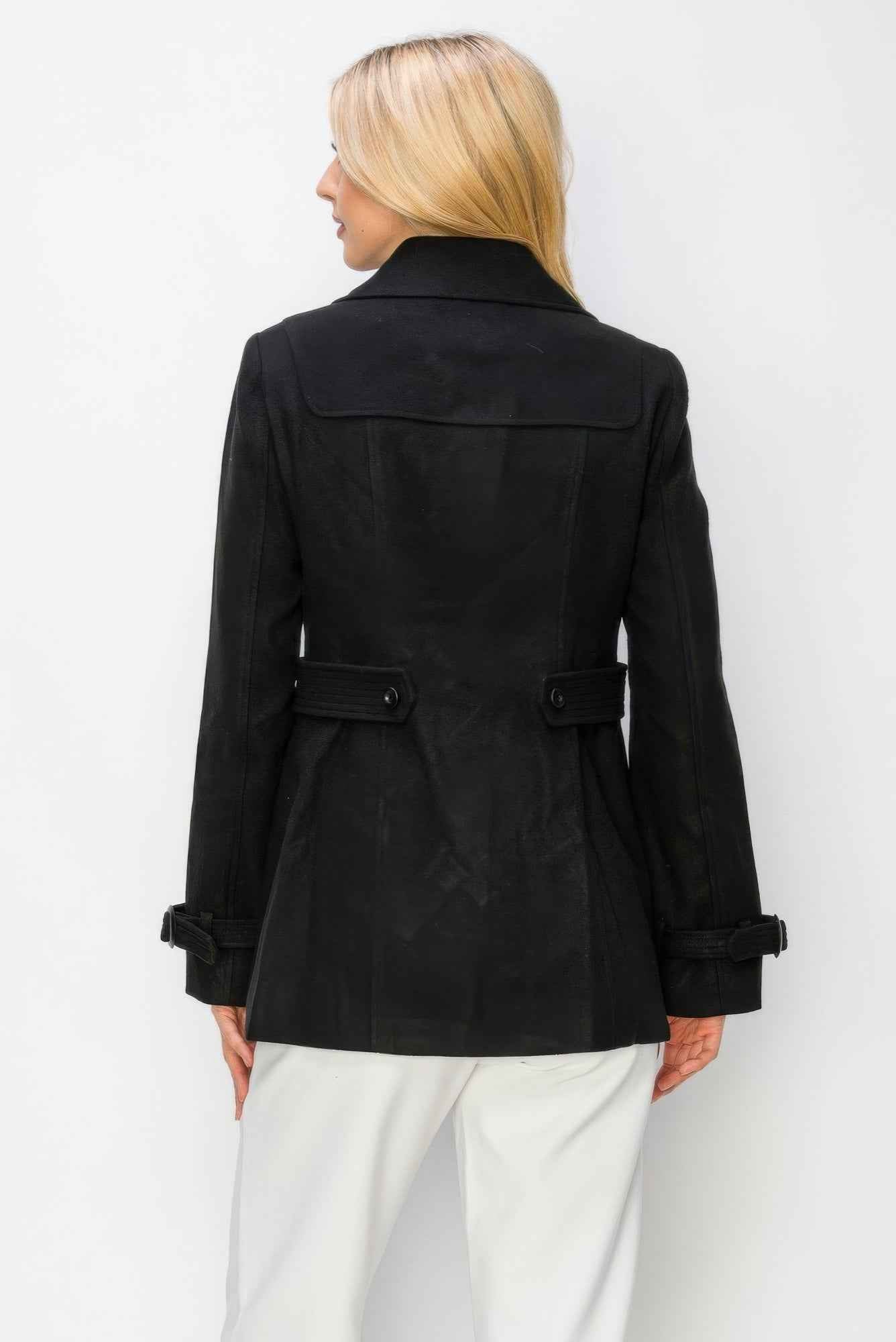 Wool Toggle Button Peacoat With Pockets