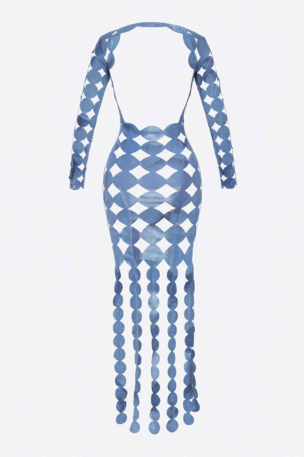 Denim Print Sexy Cut Out Maxi Dress