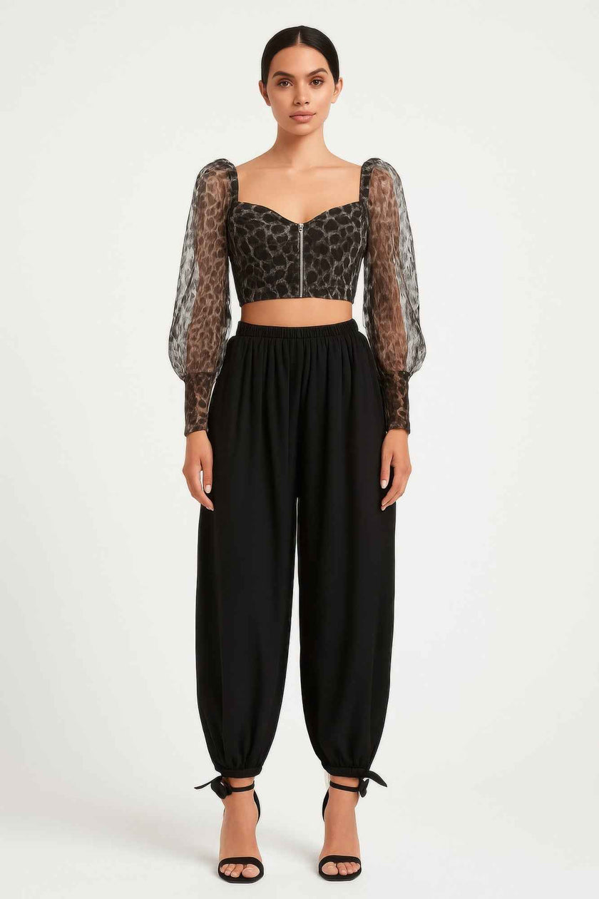 Sheer Leopard Print Crop Top