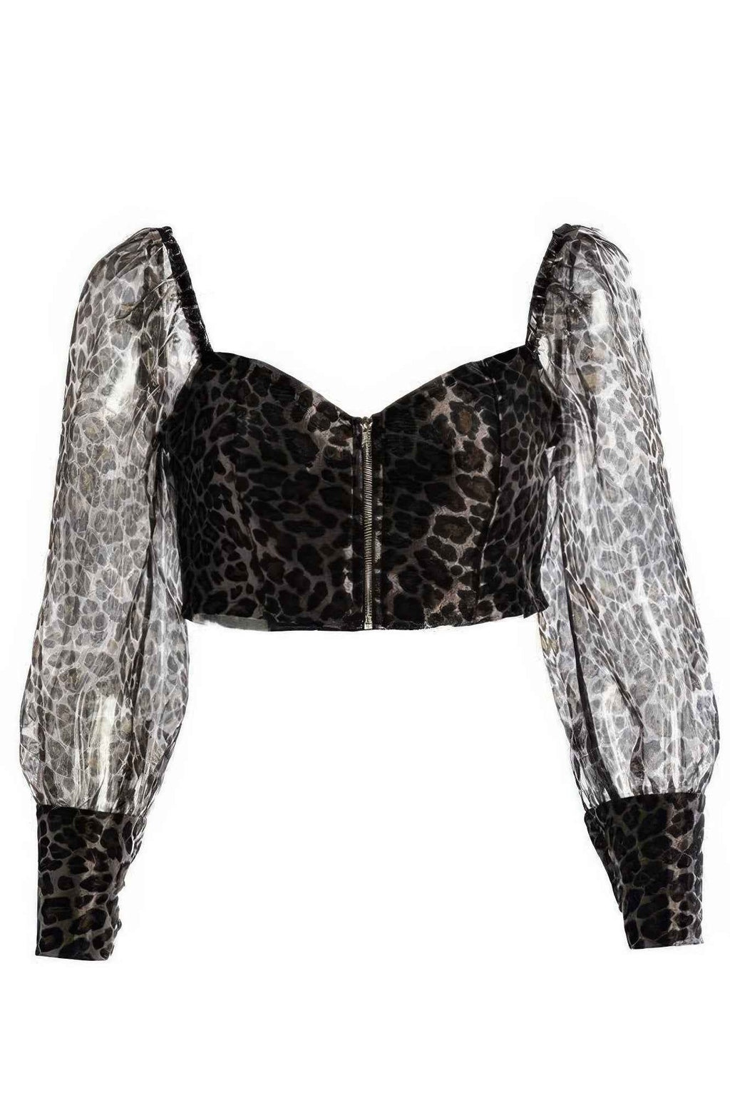 Sheer Leopard Print Crop Top