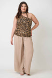 Leopard Print Halter Top With Neck Tie Detail