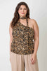 Leopard Print Halter Top With Neck Tie Detail