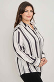 Plus Size Vertical Stripe Button Down Blouse