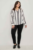 Plus Size Vertical Stripe Button Down Blouse