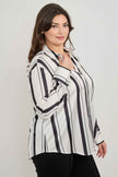 Plus Size Vertical Stripe Button Down Blouse