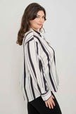Plus Size Vertical Stripe Button Down Blouse