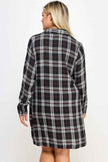 Plus Size Long Sleeve Plaid Side Tie Dress