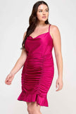 Plus Size Cowl Neck Ruch Ruffle Dress