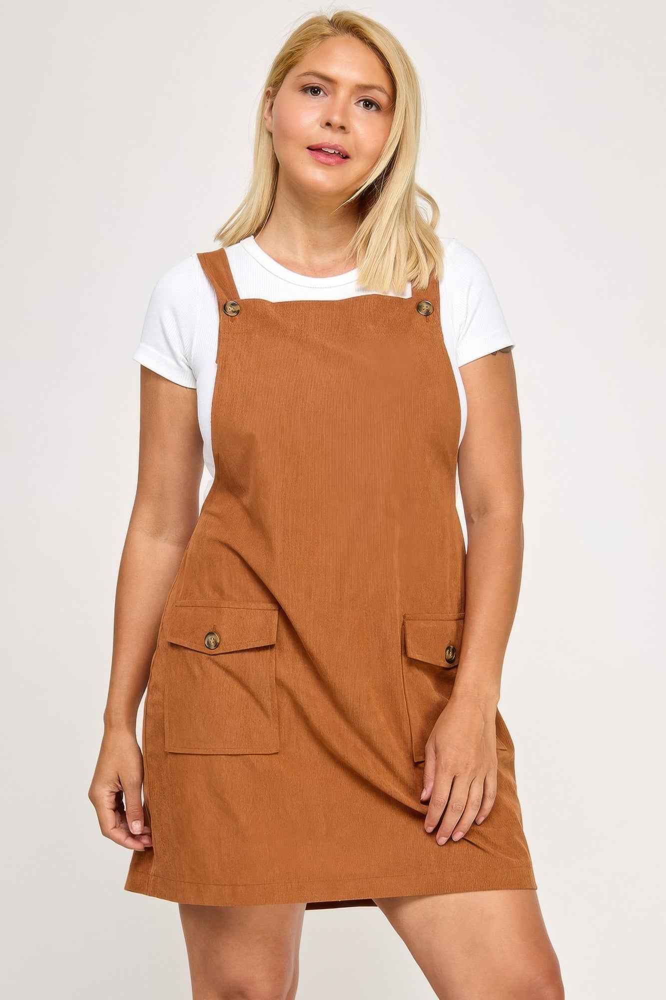 Plus Size Corduroy Overall Dress