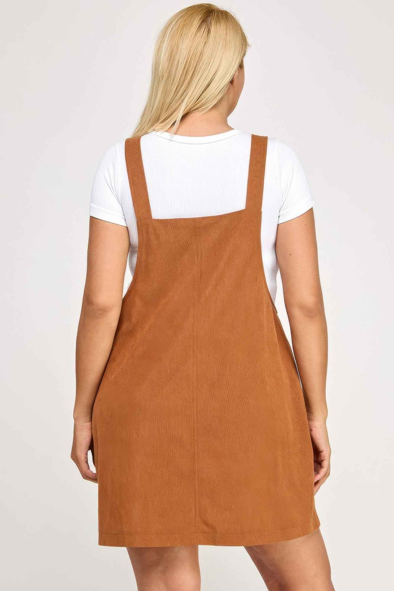 Plus Size Corduroy Overall Dress