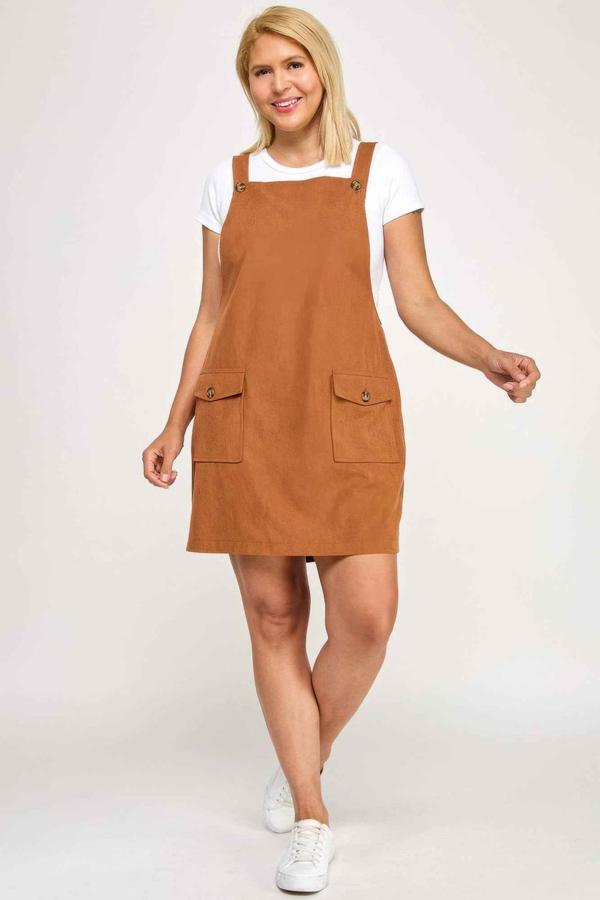 Plus Size Corduroy Overall Dress