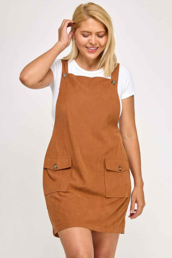Plus Size Corduroy Overall Dress