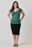Plus Size Knit Rib Open Circle Trim Top