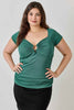 Plus Size Knit Rib Open Circle Trim Top