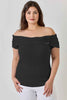 Plus Size Ots Pointelle Knit Rib Fold Over Top
