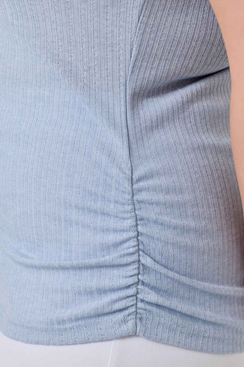 Plus Size Ots Pointelle Knit Rib Fold Over Top