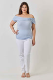 Plus Size Ots Pointelle Knit Rib Fold Over Top
